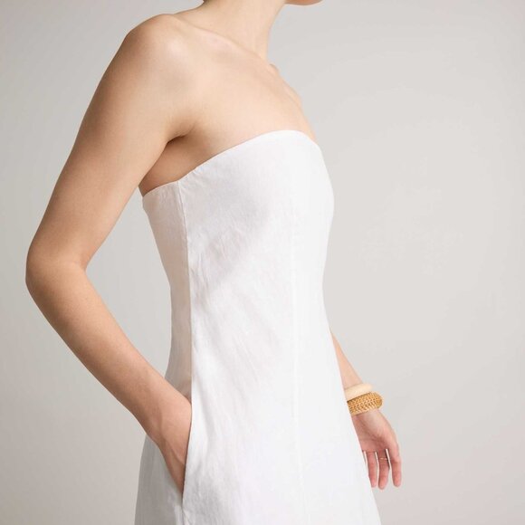 Quince 100% European Linen Strapless Maxi Dress - White - Picture 4 of 5